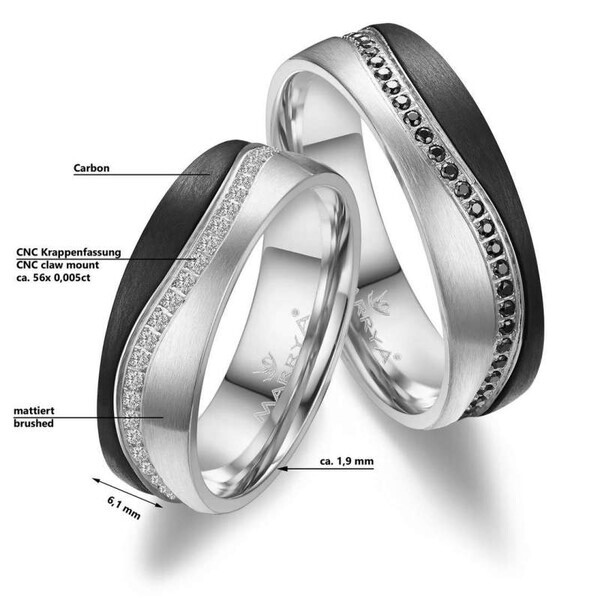 Trauringe Partnerringe Gold & Carbon CA-16
