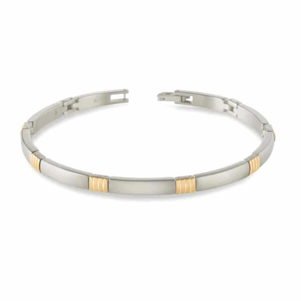 Boccia Titanium Armband aus Reintitan teilgoldplattiert