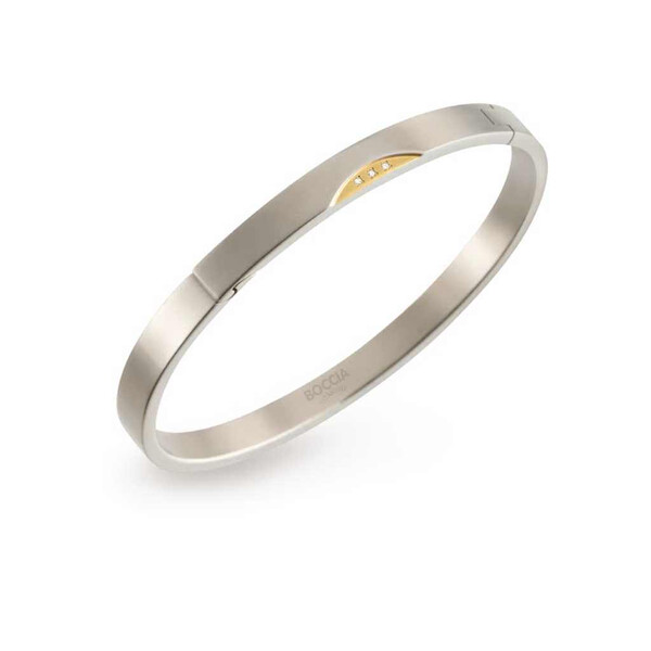 Boccia Titanium Armband aus Reintitan teilgoldplattiert...