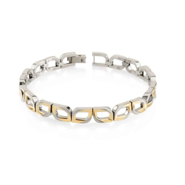 Boccia Titanium Armband aus Reintitan teilgoldplattiert