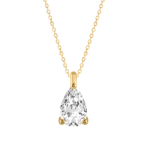 Damen Collier Gold mit Labordiamant (Tropfen)