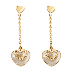 Ohrstecker f�r Damen in Gold Herz mit Zirkonia
