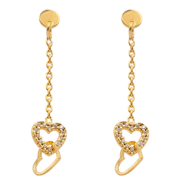 Ohrstecker f�r Damen in Gold Herz mit Zirkonia