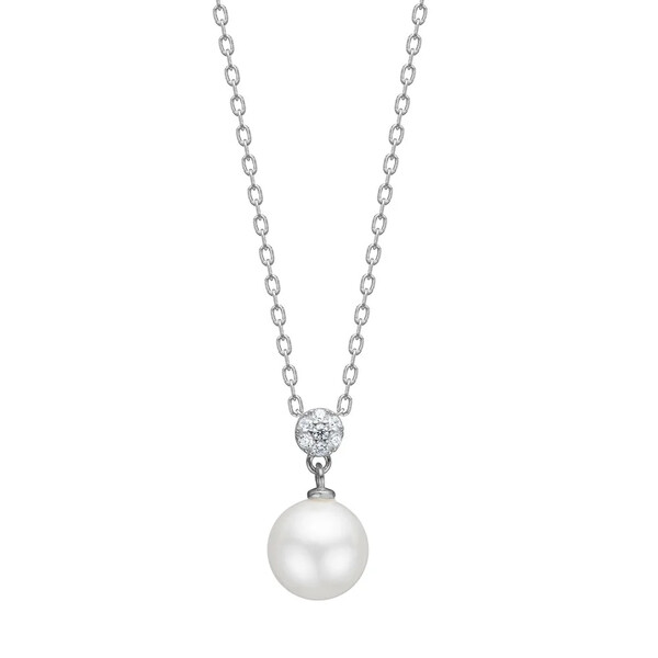 Halskette für Damen aus Silber mit Perle und Zirkonia