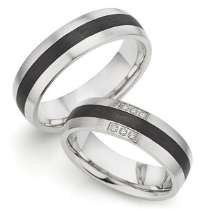 Trauringe aus Silber mit Carbon