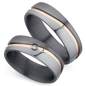 Trauringe aus Tantal & Silber mit Diamant