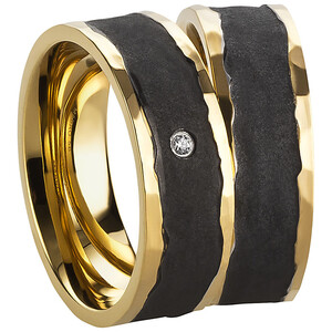Trauringpaar Edelstahl Bicolor mit Zirkonia