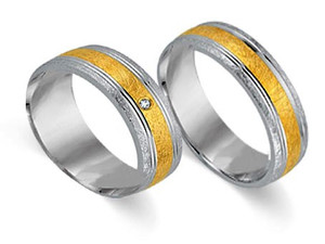 Trauringe Eheringe Gold Gelb/Weiß - CERA3004 Produktbild