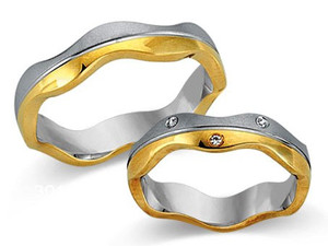 Trauringe Eheringe Gold Gelb/Weiß - CERA3016 Produktbild