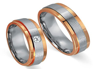 Trauringe Eheringe Gold Weiß/Rot - CERA3024 Produktbild