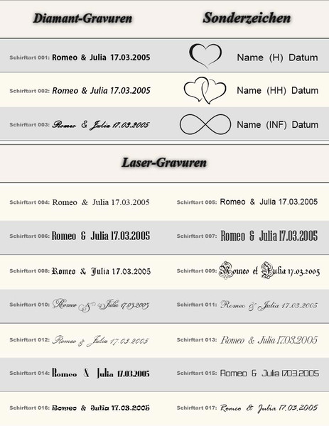 Gravurarten fr Trauringe Eheringe Gold Gelb-Wei CLR 1128