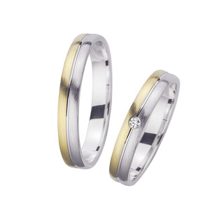 Trauringe Eheringe Gold Gelb/Weiß - HR014 Produktbild