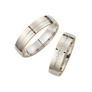 Trauringe Eheringe Gold Gelb/Weiß - HR058 Produktbild