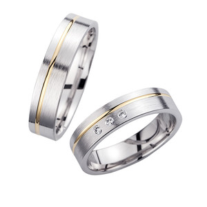 Trauringe Eheringe Gold Gelb/Weiß - HR066 Produktbild