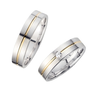 Trauringe Eheringe Gold Gelb/Weiß - HR088 Produktbild
