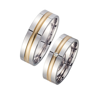 Trauringe Eheringe Gold Gelb/Weiß - HR111 Produktbild