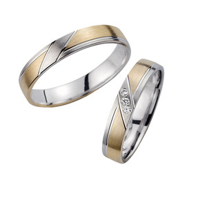 Trauringe Eheringe Gold Gelb/Weiß - HR141 Produktbild