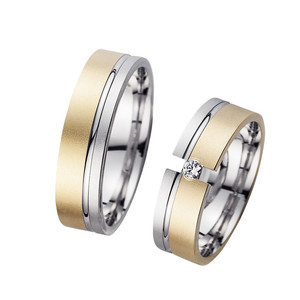 Trauringe Eheringe Gold Gelb/Weiß - HR195 Produktbild