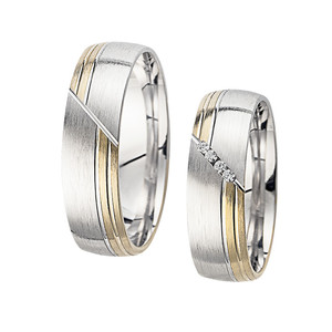Trauringe Eheringe Gold Gelb/Weiß - HR204 Produktbild
