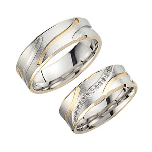 Trauringe Eheringe Gold Gelb/Weiß - HR208 Produktbild