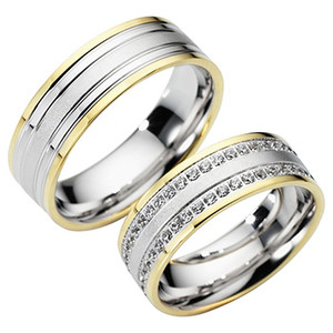 Trauringe Eheringe Gold Gelb/Weiß - LF002 Produktbild