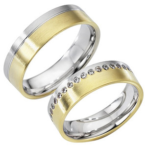 Trauringe Eheringe Gold Gelb/Weiß - LF005 Produktbild