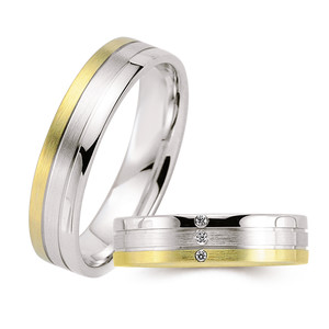 Trauringe Eheringe Gold Gelb/Weiß - Sieger 01B Produktbild