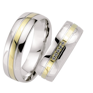 Trauringe Eheringe Gold Gelb/Weiß - Sieger 02B Produktbild