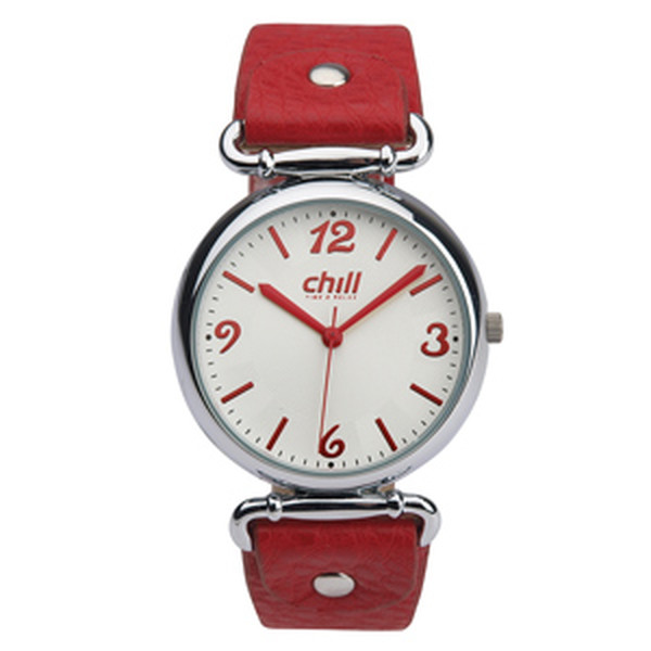 CHILL Damen Uhr CH 1533 mit echtem Lederband rot Produktbild