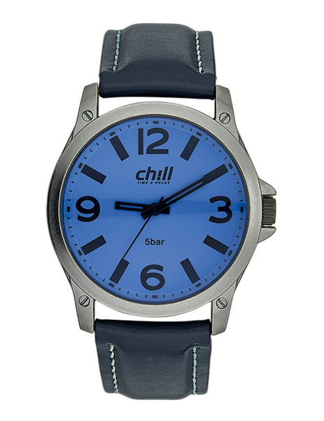 CHILL Herrenuhr CH1563 mit oxidiertem Metallgehuse und Lederband iN Schwarz Produktbild